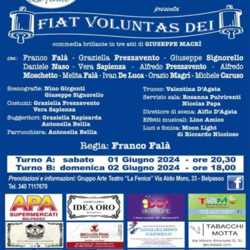 Spettacoli: appuntamento con Fiat Voluntas Dei, l’ 1 e 2 giugno prossimi.
