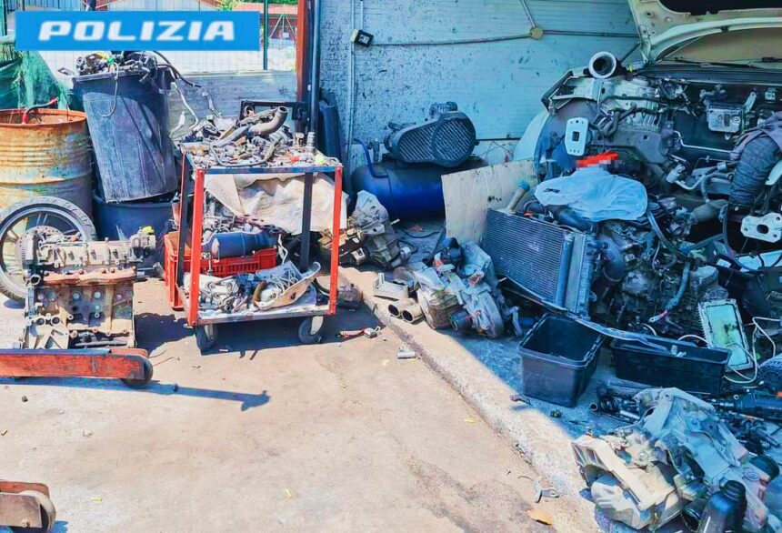 Giarre: Scoperta officina clandestina e deposito di veicoli non autorizzati. Denunciato un uomo per riciclaggio e ricettazione