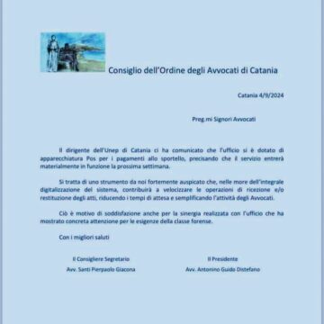 Unep Catania: Al via i pagamenti con Pos dalla prossima settimana