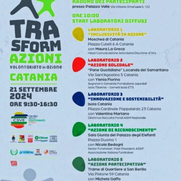 Convegno a Catania: “Trasformazioni: Volontariato in Azione” – Un incontro dedicato al potere trasformativo del volontariato