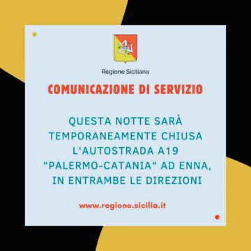 Chiusura temporanea dell’autostrada A19 “Palermo-Catania” per lavori di demolizione del sovrappasso