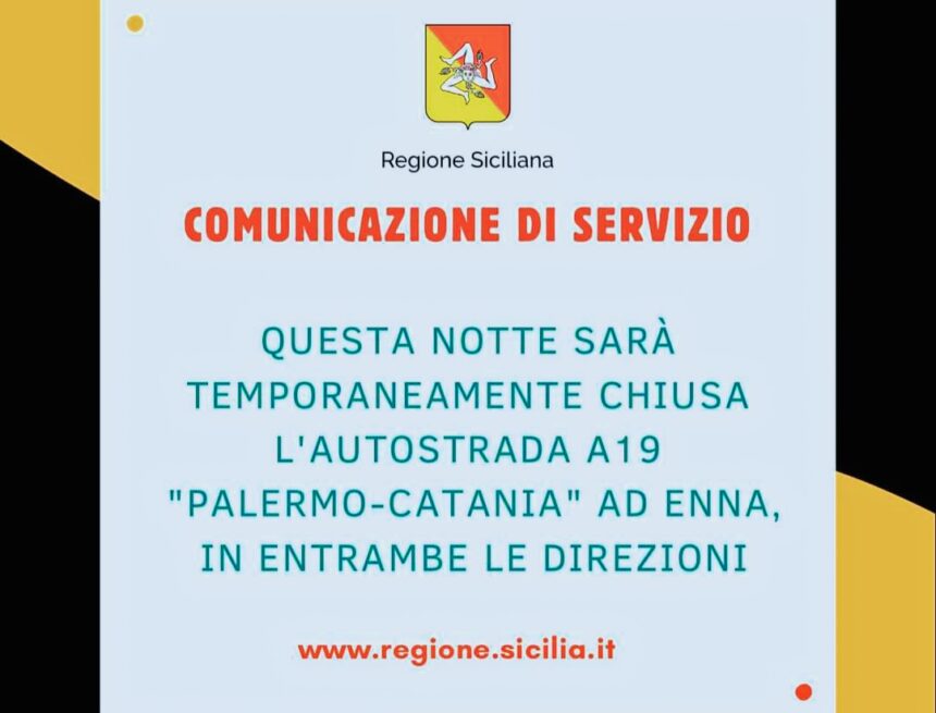 Chiusura temporanea dell’autostrada A19 “Palermo-Catania” per lavori di demolizione del sovrappasso