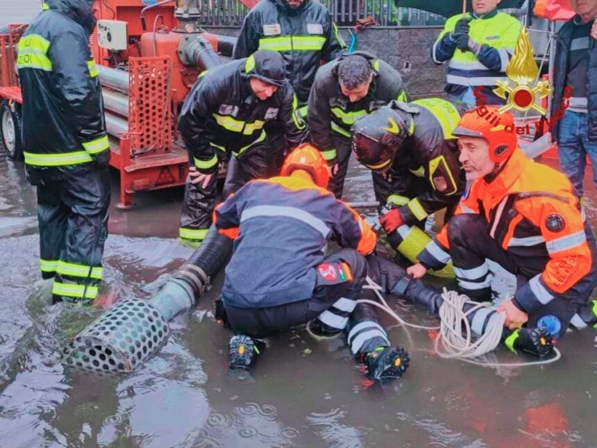 MALTEMPO IN PROVINCIA DI CATANIA: 46 INTERVENTI DEI VIGILI DEL FUOCO E CRITICITÀ IN CORSO