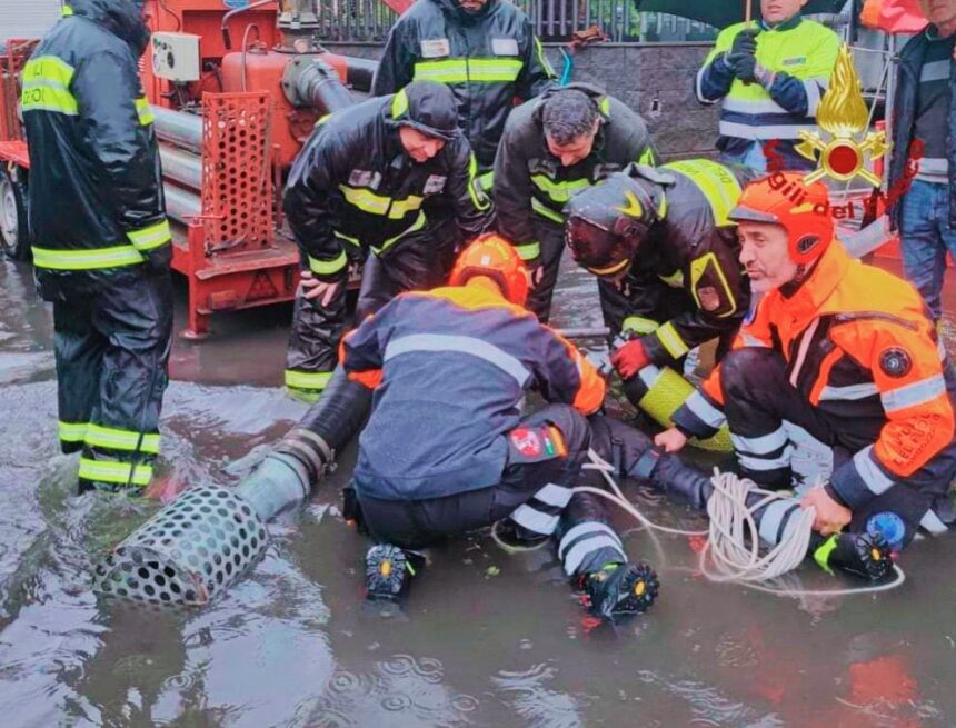 MALTEMPO IN PROVINCIA DI CATANIA: 46 INTERVENTI DEI VIGILI DEL FUOCO E CRITICITÀ IN CORSO