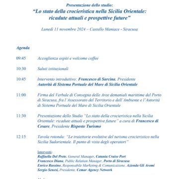 Presentazione dello Studio “Lo stato della crocieristica nella Sicilia Orientale: ricadute attuali e prospettive future”